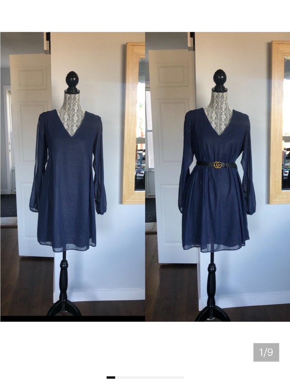 NWT Large BCBGeneration V-Neck Shift Dress With Silver Embellishments.Slit Arms.